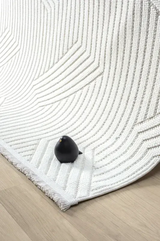 Beyaz Yumuşak Dokulu Halı Kilim Salon Mutfak Koridor Yolluk Dokuma Makine Halısı 001-Beyaz 1 - 7