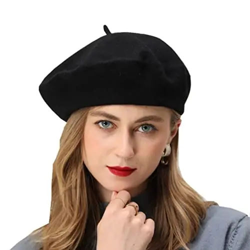 BEYLRZID Французская беретка — классическая шерстяная беретка однотонная женская беретка шапка - 1