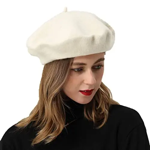 BEYLRZID French Beret-Classic Wool Beret Solid Color Womens Beret Cap Hat - 2