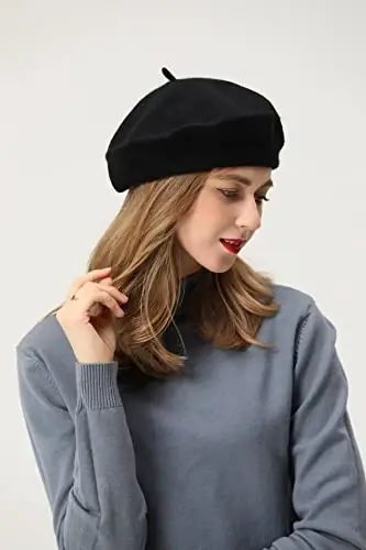 BEYLRZID French Beret-Classic Wool Beret Solid Color Womens Beret Cap Hat - 4