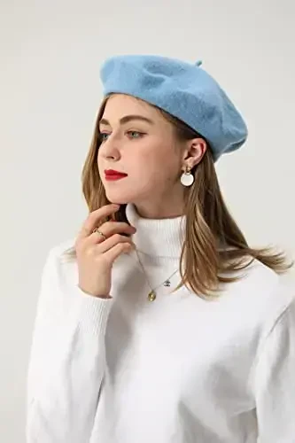 BEYLRZID French Beret-Classic Wool Beret Solid Color Womens Beret Cap Hat - 3