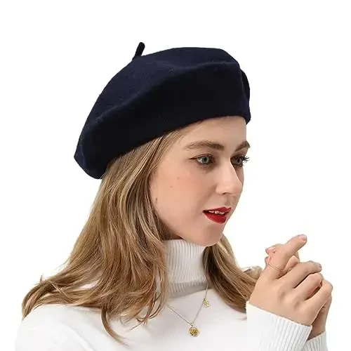 BEYLRZID French Beret-Classic Wool Beret Solid Color Womens Beret Cap Hat - 2