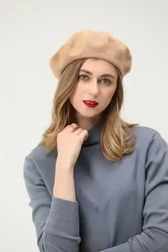 BEYLRZID French Beret-Classic Wool Beret Solid Color Womens Beret Cap Hat - 5