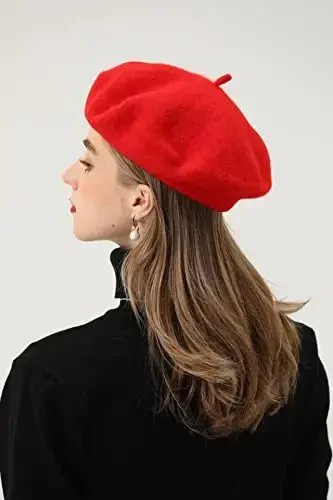 BEYLRZID French Beret-Classic Wool Beret Solid Color Womens Beret Cap Hat - 4