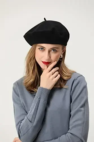 BEYLRZID French Beret-Classic Wool Beret Solid Color Womens Beret Cap Hat - 3