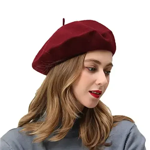 BEYLRZID French Beret-Classic Wool Beret Solid Color Womens Beret Cap Hat 