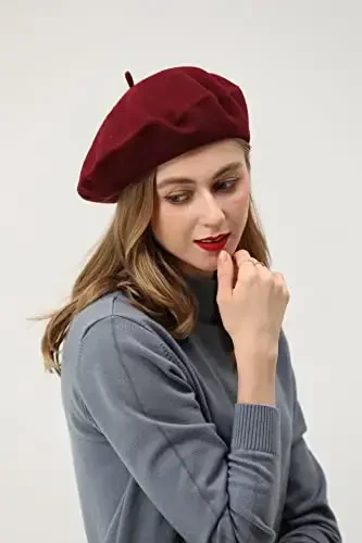 BEYLRZID French Beret-Classic Wool Beret Solid Color Womens Beret Cap Hat - 3