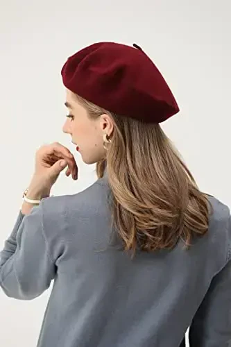 BEYLRZID French Beret-Classic Wool Beret Solid Color Womens Beret Cap Hat - 5