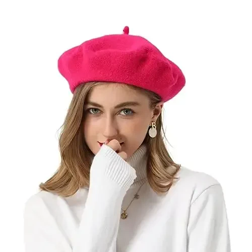 BEYLRZID French Beret-Classic Wool Beret Solid Color Womens Beret Cap Hat - 1
