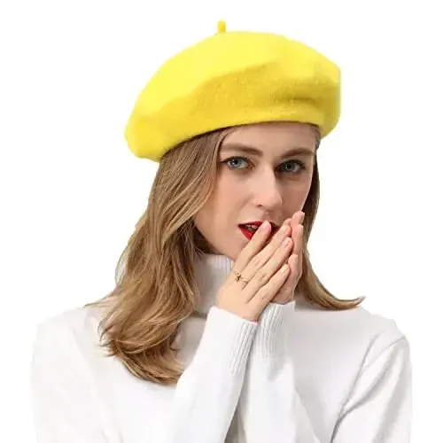 BEYLRZID French Beret-Classic Wool Beret Solid Color Womens Beret Cap Hat - 1