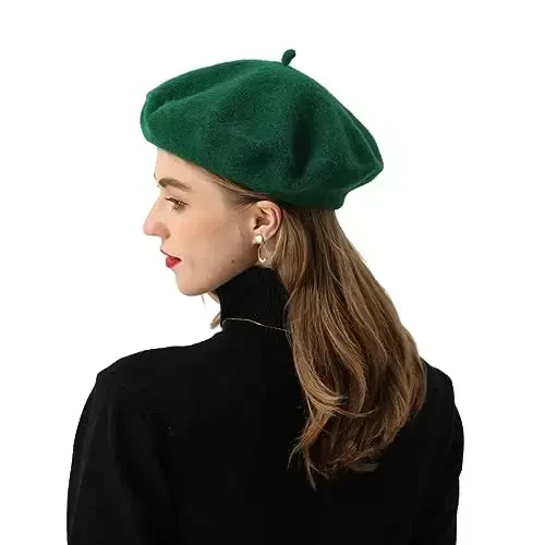 BEYLRZID French Beret-Classic Wool Beret Solid Color Womens Beret Cap Hat - 2