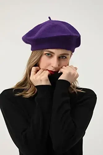 BEYLRZID French Beret-Classic Wool Beret Solid Color Womens Beret Cap Hat - BEYLRZID (1)
