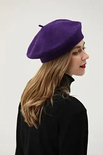 BEYLRZID French Beret-Classic Wool Beret Solid Color Womens Beret Cap Hat - 5
