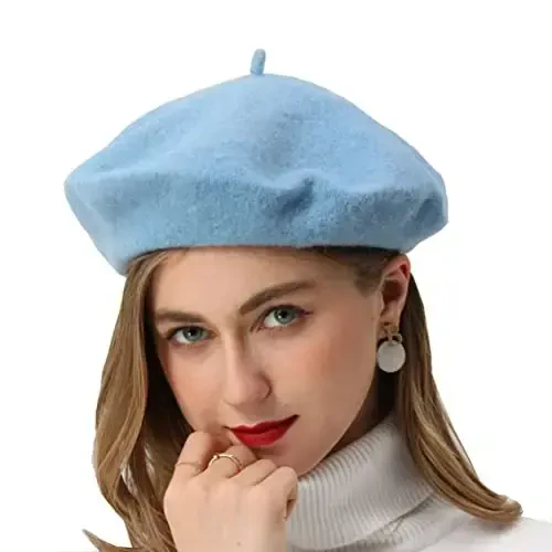 BEYLRZID French Beret-Classic Wool Beret Solid Color Womens Beret Cap Hat 