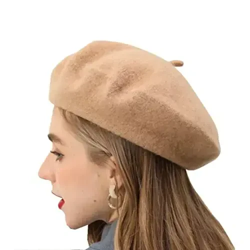 BEYLRZID French Beret-Classic Wool Beret Solid Color Womens Beret Cap Hat 