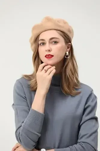 BEYLRZID French Beret-Classic Wool Beret Solid Color Womens Beret Cap Hat - 3