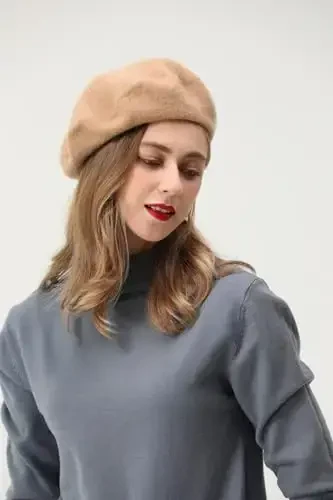 BEYLRZID French Beret-Classic Wool Beret Solid Color Womens Beret Cap Hat - 6
