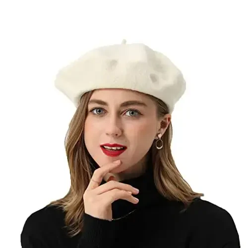 BEYLRZID French Beret-Classic Wool Beret Solid Color Womens Beret Cap Hat - 1