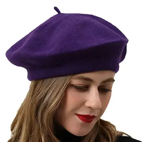 BEYLRZID French Beret-Classic Wool Beret Solid Color Womens Beret Cap Hat - 1