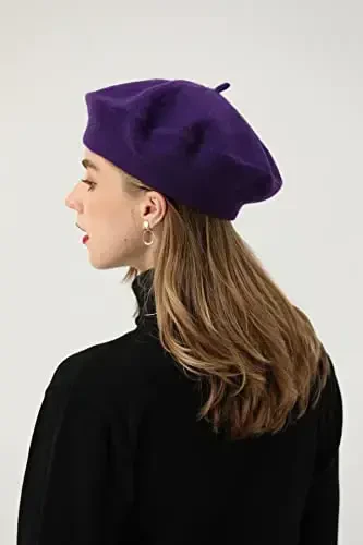 BEYLRZID French Beret-Classic Wool Beret Solid Color Womens Beret Cap Hat - 4