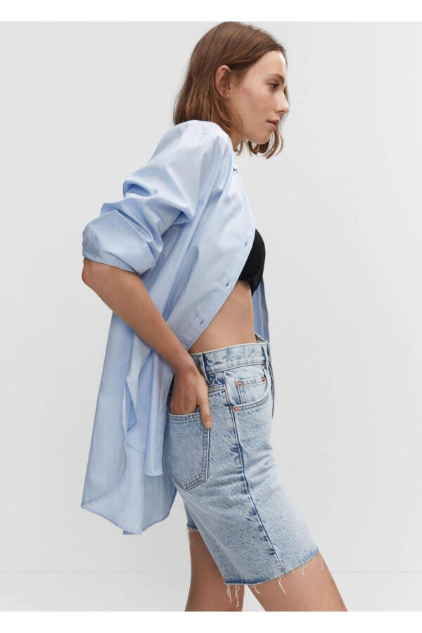 Bezaksiz yirtilgan denim bermudashorti - 8