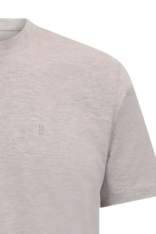 Бежевая футболка Regular Fit с круглым вырезом из хлопка, базовая - Bej01 - 3