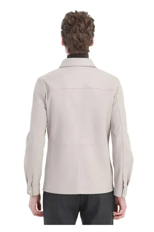 Бежевая кожаная куртка - 5