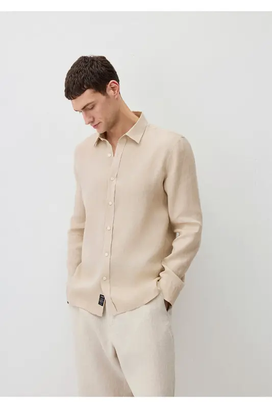 Бежевая Льняная Рубашка Slim Fit / Узкий Крой 0211466-7000 - MAVI
