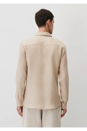 Бежевая Льняная Рубашка Slim Fit / Узкий Крой 0211466-7000 - 3