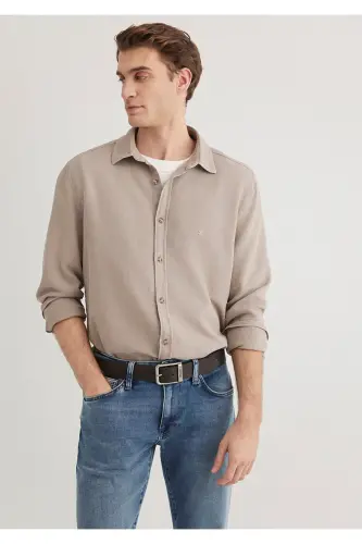 Бежевая Рубашка Стандарт 0211461-80697-Бежевый - 2