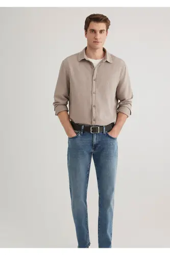 Бежевая Рубашка Стандарт 0211461-80697-Бежевый - 3