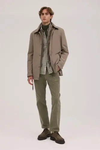 Бежевое Комфортное Монто с Воротником 