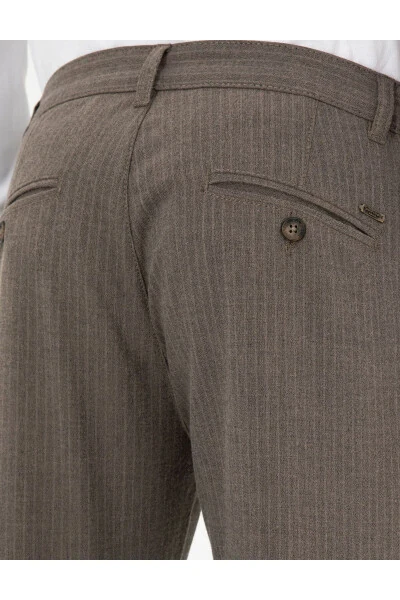 Бежевые брюки из канваса Slim Fit - 6