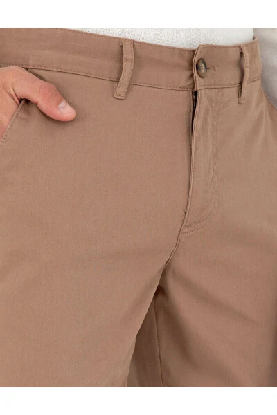 Бежевые брюки из канваса Slim Fit - 5