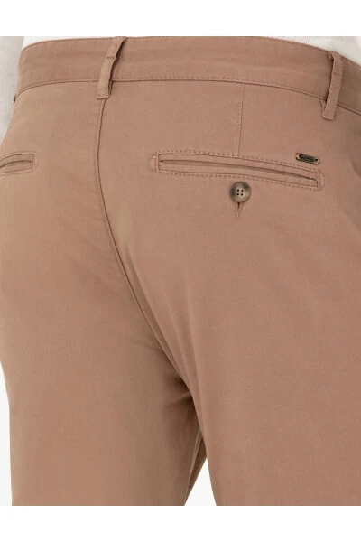 Бежевые брюки из канваса Slim Fit - 6