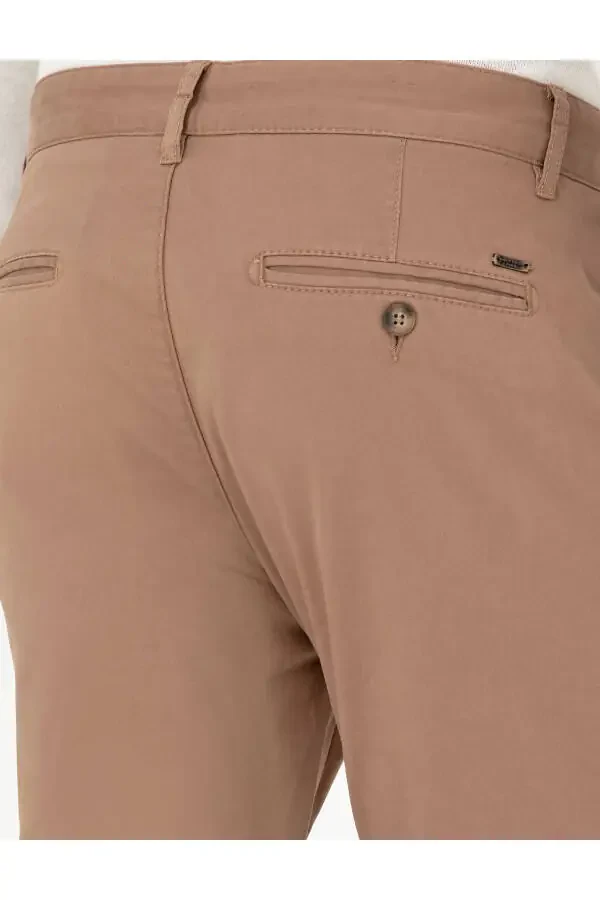 Бежевые брюки из канваса Slim Fit - 6