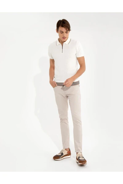 Бежевые брюки из канваса Slim Fit - PIERRE CARDIN