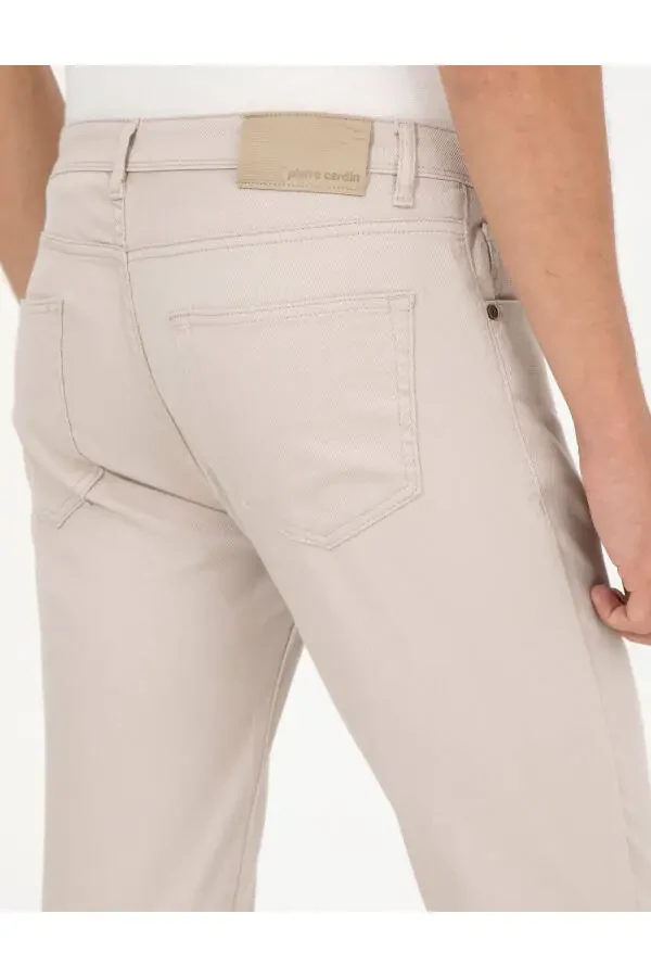 Бежевые брюки из канваса Slim Fit - 7
