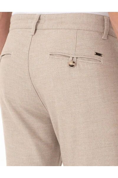 Бежевые брюки из канваса Slim Fit - 6