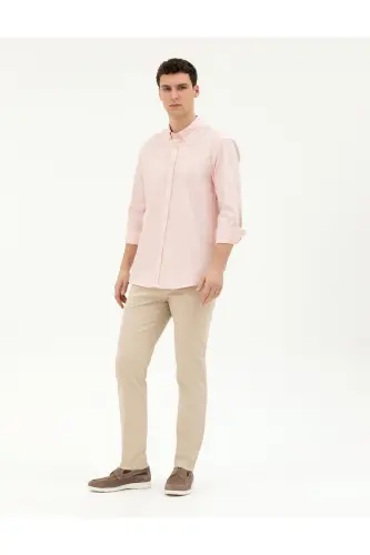 Бежевые брюки из канваса Slim Fit - 1