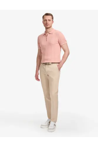 Бежевые брюки из канваса Slim Fit - 3