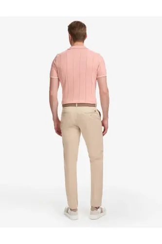 Бежевые брюки из канваса Slim Fit - 4