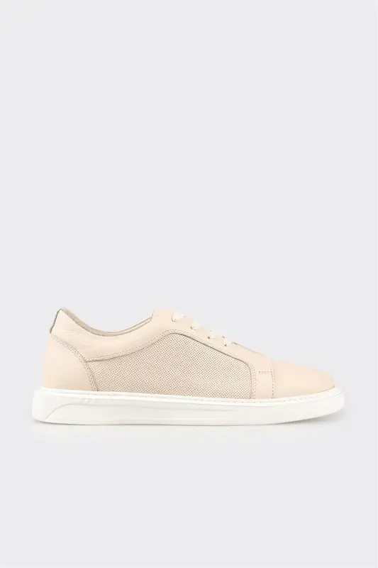 Бежевые кожаные мужские кроссовки - ELLE SHOES