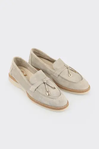 Бежевые кожаные женские повседневные туфли - ELLE SHOES (1)