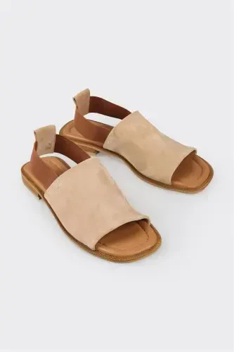 Бежевые кожаные женские сандалии - ELLE (1)