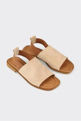 Бежевые кожаные женские сандалии - ELLE SHOES (1)