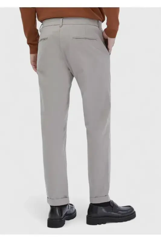 Бежевые прямые хлопчатобумажные брюки regular fit. - 5