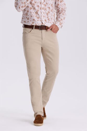 Бежевые спортивные штаны из канвы Comfor Fit - 1