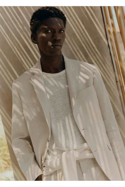 Бежевый мужской блейзер 57040554 - 7