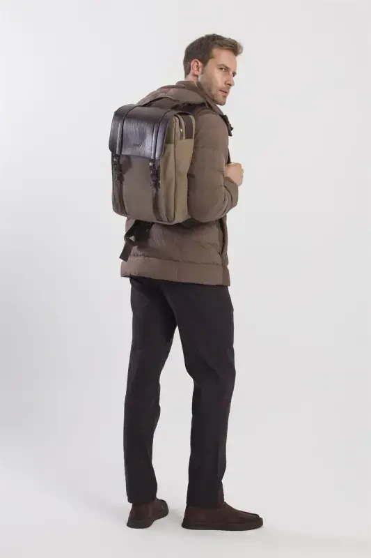 Бежевый повседневный рюкзак с пряжкой - 3